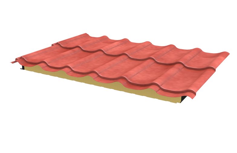 Permapan geisoleerde dakpanplaat 40 mm- terracotta/mat zwart